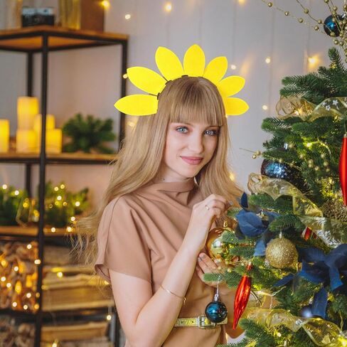 عقال عيد ميلاد عباد الشمس - طوق شعر أصفر لطيف للأطفال والبالغين ، والنسيج غير المنسوج ، ومثالي للزخارف الحزبية ودعائم الصور in Kuwait