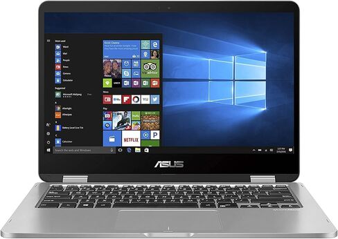 ASUS VivoBook Flip 14 Thin and Light 2-in-1 Laptop, 14" HD Touchscreen, Intel Celeron N4020 CPU, 4GB RAM, 128GB Storage, Windows 10 Home S, Microsoft 365, Light Grey, TPM, Fingerprint, J401MA-PS04T in Saudi Arabia