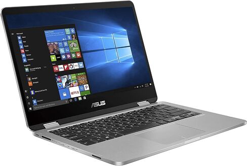 ASUS VivoBook Flip 14 Thin and Light 2-in-1 Laptop, 14" HD Touchscreen, Intel Celeron N4020 CPU, 4GB RAM, 128GB Storage, Windows 10 Home S, Microsoft 365, Light Grey, TPM, Fingerprint, J401MA-PS04T in Saudi Arabia