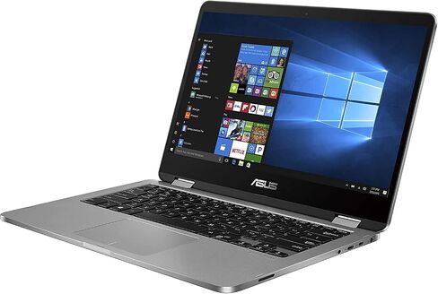 ASUS VivoBook Flip 14 Thin and Light 2-in-1 Laptop, 14" HD Touchscreen, Intel Celeron N4020 CPU, 4GB RAM, 128GB Storage, Windows 10 Home S, Microsoft 365, Light Grey, TPM, Fingerprint, J401MA-PS04T in Saudi Arabia