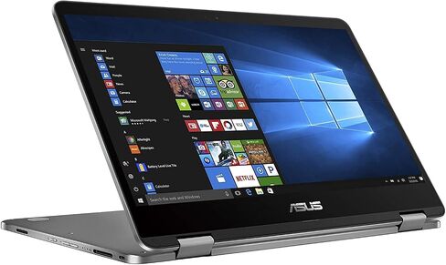 ASUS VivoBook Flip 14 Thin and Light 2-in-1 Laptop, 14" HD Touchscreen, Intel Celeron N4020 CPU, 4GB RAM, 128GB Storage, Windows 10 Home S, Microsoft 365, Light Grey, TPM, Fingerprint, J401MA-PS04T in Saudi Arabia