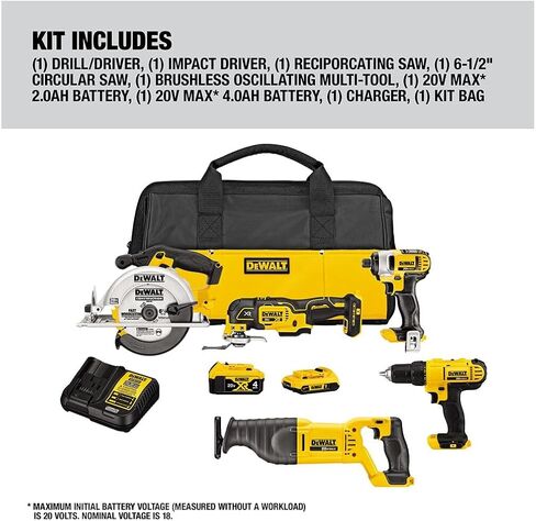 DEWALT 20V MAX Cordless Drill Combo Kit , 5-Tool (DCK551D1M1) in Saudi Arabia