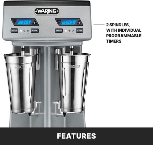 Waring Commercial WDM120TX Heavy-Duty Single 1Hp Spindle Drink Mixer with Countdown Timer, Digital Display, Automatic Start/Stop, 120V, 5-15 Phase Plug in Saudi Arabia