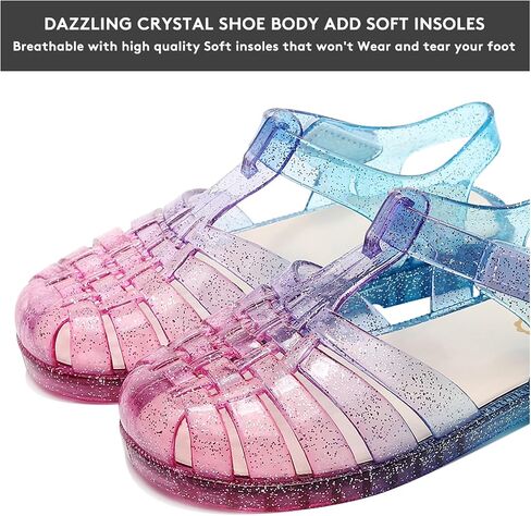Jelly Sandals for Girls,Closed Toe Princess Costume Summer Dress Shoes Fisherman Water Beach Rubber Sole Flat Sandals for Toddler Little Kid Big Kid in Kuwait