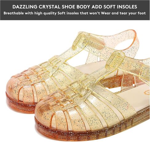 Jelly Sandals for Girls,Closed Toe Princess Costume Summer Dress Shoes Fisherman Water Beach Rubber Sole Flat Sandals for Toddler Little Kid Big Kid in Kuwait