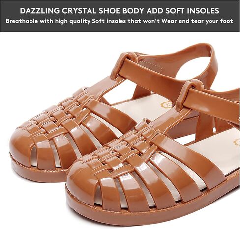 Jelly Sandals for Girls,Closed Toe Princess Costume Summer Dress Shoes Fisherman Water Beach Rubber Sole Flat Sandals for Toddler Little Kid Big Kid in Kuwait