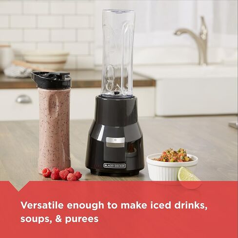 BLACK+DECKER PB1002G FusionBlade Personal Blender with 20 Ounce Portable Personal Blending Jars(2-Pack with Travel Lids), Gray Single Serve Blender in Saudi Arabia