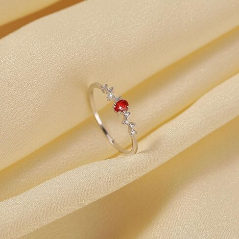 Red Birthstone Ring 925 Sterling Silver Ruby Ring for Women Dainty CZ Oval Birthstone Stackable Eternity Ring Wedding Bands Promise Engagement Ring for Mom Wife Grandmom Birthday Jewelry Graduation Gifts Size 6-10 in Kuwait