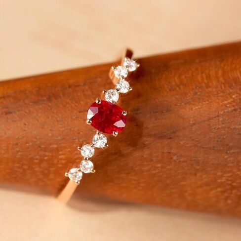 Red Birthstone Ring 925 Sterling Silver Ruby Ring for Women Dainty CZ Oval Birthstone Stackable Eternity Ring Wedding Bands Promise Engagement Ring for Mom Wife Grandmom Birthday Jewelry Graduation Gifts Size 6-10 in Kuwait