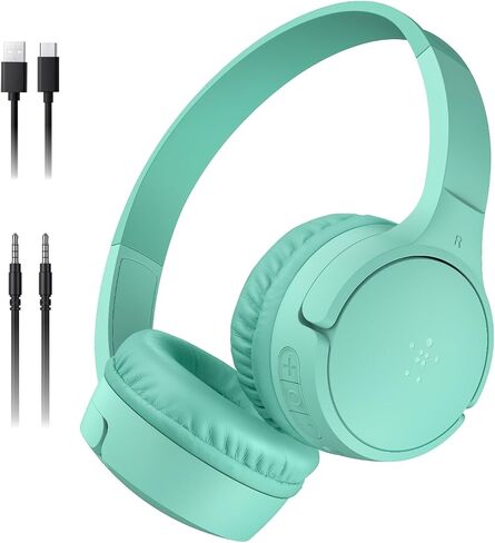 Belkin SoundForm Mini Kids Wireless Headphones with Built in Microphone, On Ear Headsets Girls and Boys for Online Learning, School, Travel Compatible with iPhones, iPads, Galaxy and More - Black in Saudi Arabia