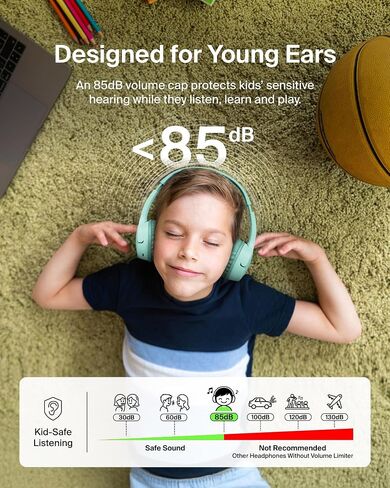 Belkin SoundForm Mini Kids Wireless Headphones with Built in Microphone, On Ear Headsets Girls and Boys for Online Learning, School, Travel Compatible with iPhones, iPads, Galaxy and More - Black in Saudi Arabia