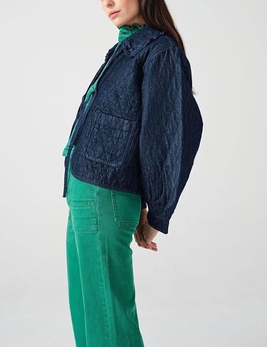 Kedera Womens Denim Jacket Casual Long Sleeve Peter Pan Collar Denim Shirts Tie Front Shacket Loose Fit Top in Saudi Arabia