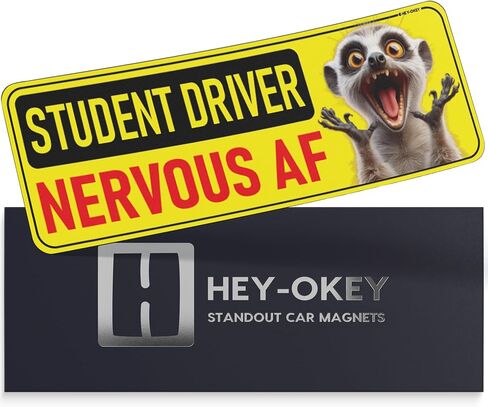 Student Driver Magnet for Car - Funny Animals Please Be Patient Reflective Magnetic Bumper Sticker - Removable Novice Rookie Safety Attention Sign - Weather-Resistant - 10 x 3.5 in (Meerkat) in Saudi Arabia