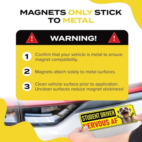 Student Driver Magnet for Car - Funny Animals Please Be Patient Reflective Magnetic Bumper Sticker - Removable Novice Rookie Safety Attention Sign - Weather-Resistant - 10 x 3.5 in (Meerkat) in Saudi Arabia