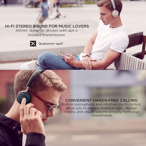 Libratone Q Adapt Active Noise Cancelling Headphones, Wireless Bluetooth Over Ear Headset w/Mic, CSR 8670 Chip, aptX Lossless Hi-Fi Sound with Deep Bass, 20 Hours Playtime for Travel work TV-White in Saudi Arabia