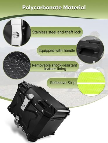45L Universal Waterproof Motorcycle Top Case, Aluminum Alloy Tail Trunk with Anti-Theft Lock, Large Capacity Storage for Helmets, Luggage & Gear in Saudi Arabia