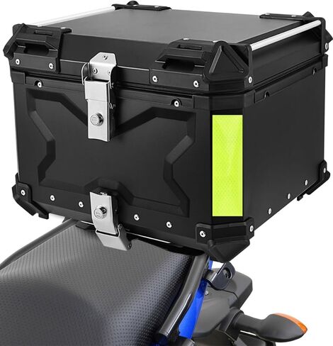 45L Universal Waterproof Motorcycle Top Case, Aluminum Alloy Tail Trunk with Anti-Theft Lock, Large Capacity Storage for Helmets, Luggage & Gear in Saudi Arabia