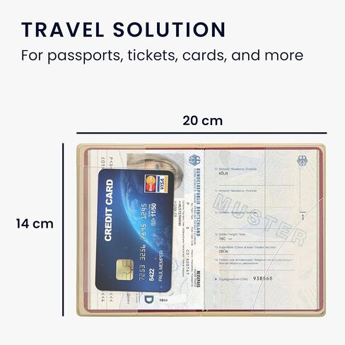 kwmobile Passport Holder Protective Cover - PVC and Plastic Passport Cover for Men and Women - Essential Travel Accessory - Black/Beige/Blue in Saudi Arabia