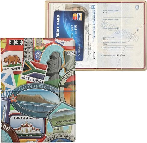 kwmobile Passport Holder Protective Cover - PVC and Plastic Passport Cover for Men and Women - Essential Travel Accessory - Black/Beige/Blue in Saudi Arabia