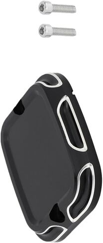 Front Rear Brake Master Cylinder Cover, Motorcycle Brake Master Clutch Cylinder Covers, Front Brake Reservoir Master Cylinder Cover Compatible with Harley Dyna Softail, Black+Silver in Saudi Arabia