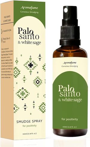 Palo Santo & White Sage Smudge Spray by Aromafume | 1 x 100ml / 3.38 fl oz l Aromatherapy | With Essential oils | Room Linen Spray | Natural Air freshners for home | Spiritual Meditation Accessories in Saudi Arabia