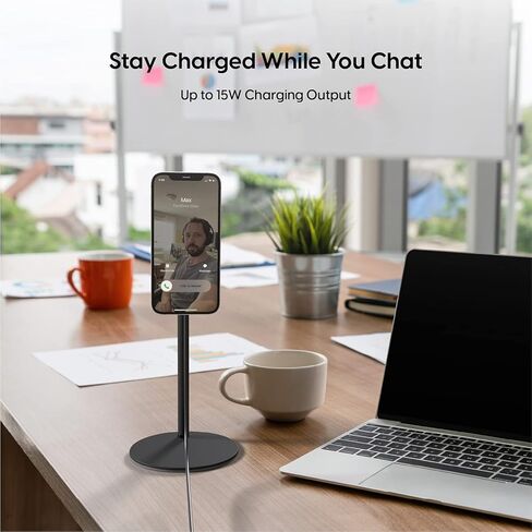 TALK WORKS Magnetic Desktop Cell Phone Stand for iPhone 12, 13 - Also Compatible with MagSafe iPhone Cases - Fast Charging Mini Gooseneck Flexible Phone Holder Charger for Office, Home in Saudi Arabia