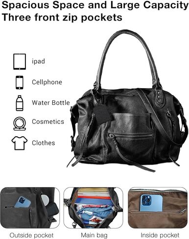 حقيبة حمل المرأة المجانية حقيبة الحمل مع حقائب اليد من الجلد الكبير نساء نباتي مع حزام قابل للتعديل in Kuwait