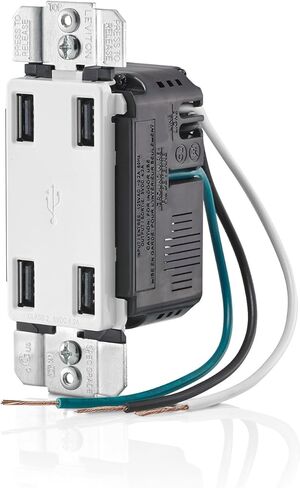 Leviton USB4P-GY 4.2-Amp High Speed 4-Port USB Charger, Grey in Saudi Arabia