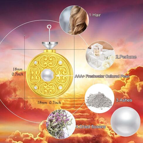 SOULMEET Gold Cremation Jewelry for Ashes, Round Shape Pearl Locket Necklace for Ashes to Keep Beloved Ones Human Dog Cat Always with You Keepsake Necklace Gift in Saudi Arabia