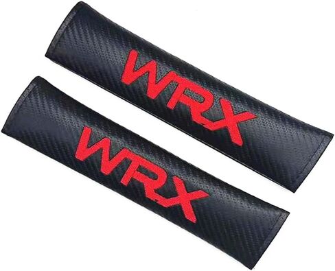 2pcs أسود لـ STI ألياف الكربون حزام مقعد Cover Cover Counte Counte Counter Counte Coushions أكمام واقية مع طباعة (أحمر لـ WRX) in Saudi Arabia