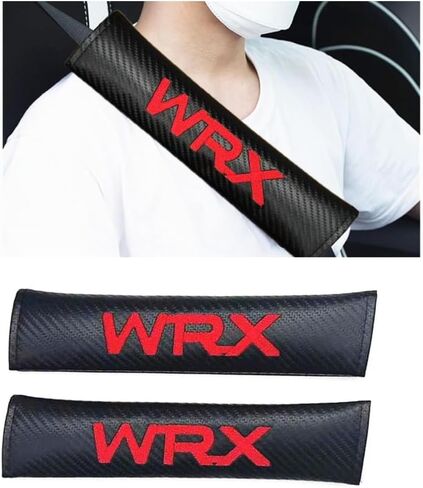 2pcs أسود لـ STI ألياف الكربون حزام مقعد Cover Cover Counte Counte Counter Counte Coushions أكمام واقية مع طباعة (أحمر لـ WRX) in Saudi Arabia