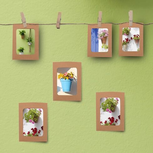 PINE & LINEN 30 Pcs Paper Frames with Clips,4x6 Inch Brown Cardboard Photo Frames DIY Photo Holders, Hanging Display Kit for Home/Party/Office in Saudi Arabia