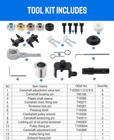DAYDOOR Camshaft Crankshaft Engine Timing Tool Kit, 21 PCS Compatible with Audi VW VAG 2006-2018 EA888 1.8 2.0 TSI TFSI T10355 T10060A T10352 T10368 T40011 T40196 T40268 in Saudi Arabia