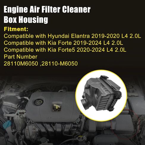 FZJDSD Engine Air Filter Filter Cleaner Box Housing 28110M6050 متوافق مع Hyundai Elantra 2019-2020 Kia Forte 2019-2024 Forte5 2020-2024 L4 2.0L استبدال 28110-M6050 بدون Air Counder in Saudi Arabia
