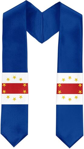 Cape Verde Flag International Graduate Satin Stole Scarf with National Flag Design, 72" Graduation Sash in Saudi Arabia