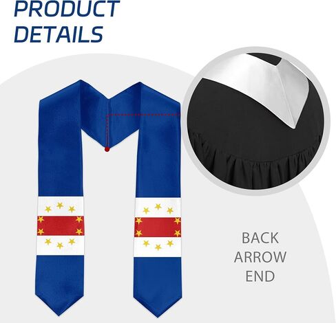Cape Verde Flag International Graduate Satin Stole Scarf with National Flag Design, 72" Graduation Sash in Saudi Arabia
