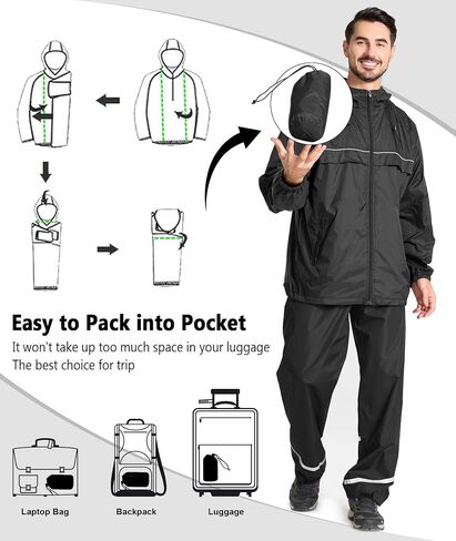 GEEK LIGHTING Mens Waterproof Hooded Rain Jacket Lightweight Raincoat for Outdoor Hiking Running Travel in Saudi Arabia