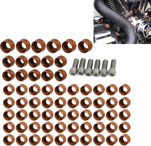 66pcs دراجة نارية محرك برتقالي أغطية الترباس غطاء المسمار لهارلي سبورتستر داينا Softail Touring Electra Glides Road Road Road Kings Street Street in Kuwait