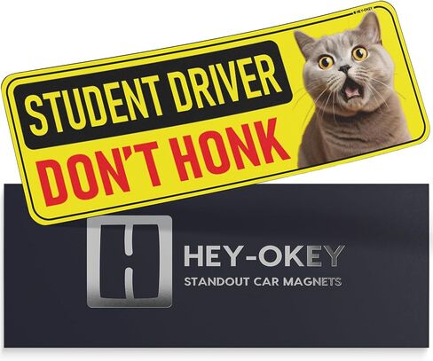 طالب سائق مغناطيس للسيارة - حيوانات مضحكة يرجى التحلي بالمرضى ملصق مصد مغناطيسي عاكس - علامة انتباه السلامة المبتدئة القابلة للإزالة - مقاومة للطقس - 10 × 3.5 في (Meerkat) in Kuwait