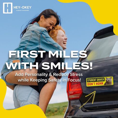 طالب سائق مغناطيس للسيارة - حيوانات مضحكة يرجى التحلي بالمرضى ملصق مصد مغناطيسي عاكس - علامة انتباه السلامة المبتدئة القابلة للإزالة - مقاومة للطقس - 10 × 3.5 في (Meerkat) in Kuwait