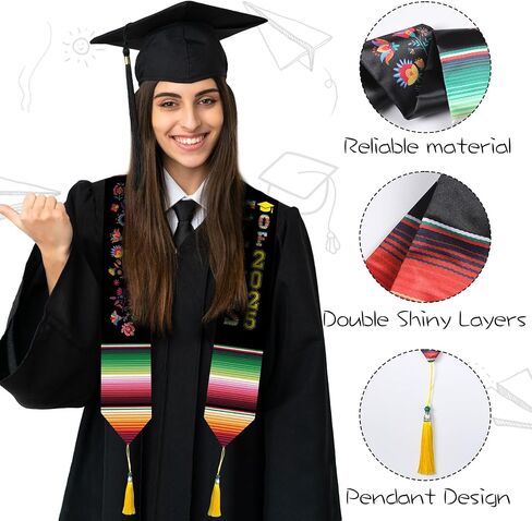Mexican Graduation Stole Class of 2025 - Classic Mexico Style Honor Stoles for Unisex Adult College Students in Saudi Arabia