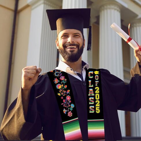 Mexican Graduation Stole Class of 2025 - Classic Mexico Style Honor Stoles for Unisex Adult College Students in Saudi Arabia