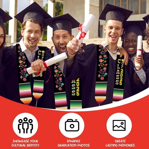 Mexican Graduation Stole Class of 2025 - Classic Mexico Style Honor Stoles for Unisex Adult College Students in Saudi Arabia