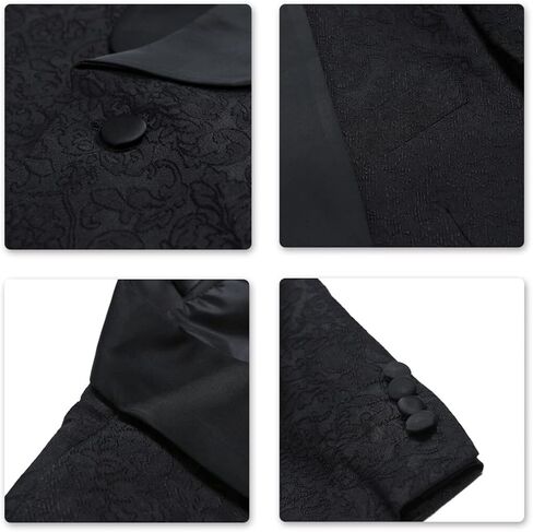 Boyland Mens 3 Piece Tuxedos One Button Wide Shawl Lapel Formal Suits Black Tie in Kuwait