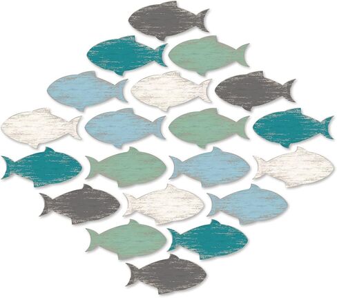 Weysat 20 Pcs Wooden Fish Wall Decor Nautical Coastal Wood Wall Art Nursery Beach Wood Art Wooden Lake House Decor for Home Bathroom Outdoor Decoration(Multicolor) in Saudi Arabia