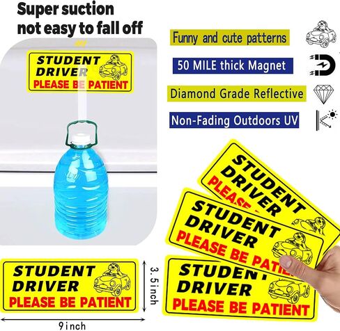 Student Driver Magnet for Car - Funny New Drivers Sticker Safety Beginner Student Driver Sign for Car in Saudi Arabia