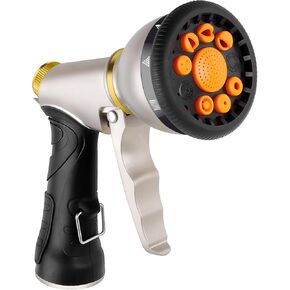 Garden Hose Nozzles 9 Adjustable Patterns Hose Spray Nozzle Heavy Duty Metal Hose Nozzle Spray Slip Resistant Water Sprayer for Cleaning/Watering Lawn Garden/Pets Shower/Car Washing