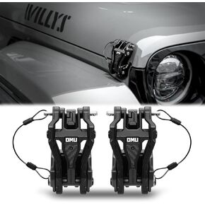 OMU Hood Latch Lock Catch Compatible with Jeep Wrangler JK/JKU, Aluminum Adjustable Hood Latches for Reducing Hood Shaking, 2 Pcs