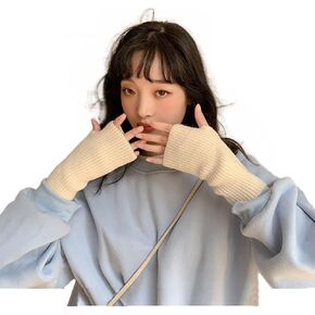 Arm Warmers Women Fingerless Knitted Gloves Kawaii Japanese Harajuku Y2k Arm Covers for Autumn and Winter