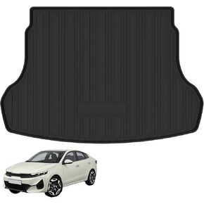 Custom Fit for Cargo Liner 2018-2024 Kia Rio (Only Fits Sedan Models) - Black TPE All Weather Heavy Duty Waterproof Rear Cargo Tray Trunk Floor Mat Protector